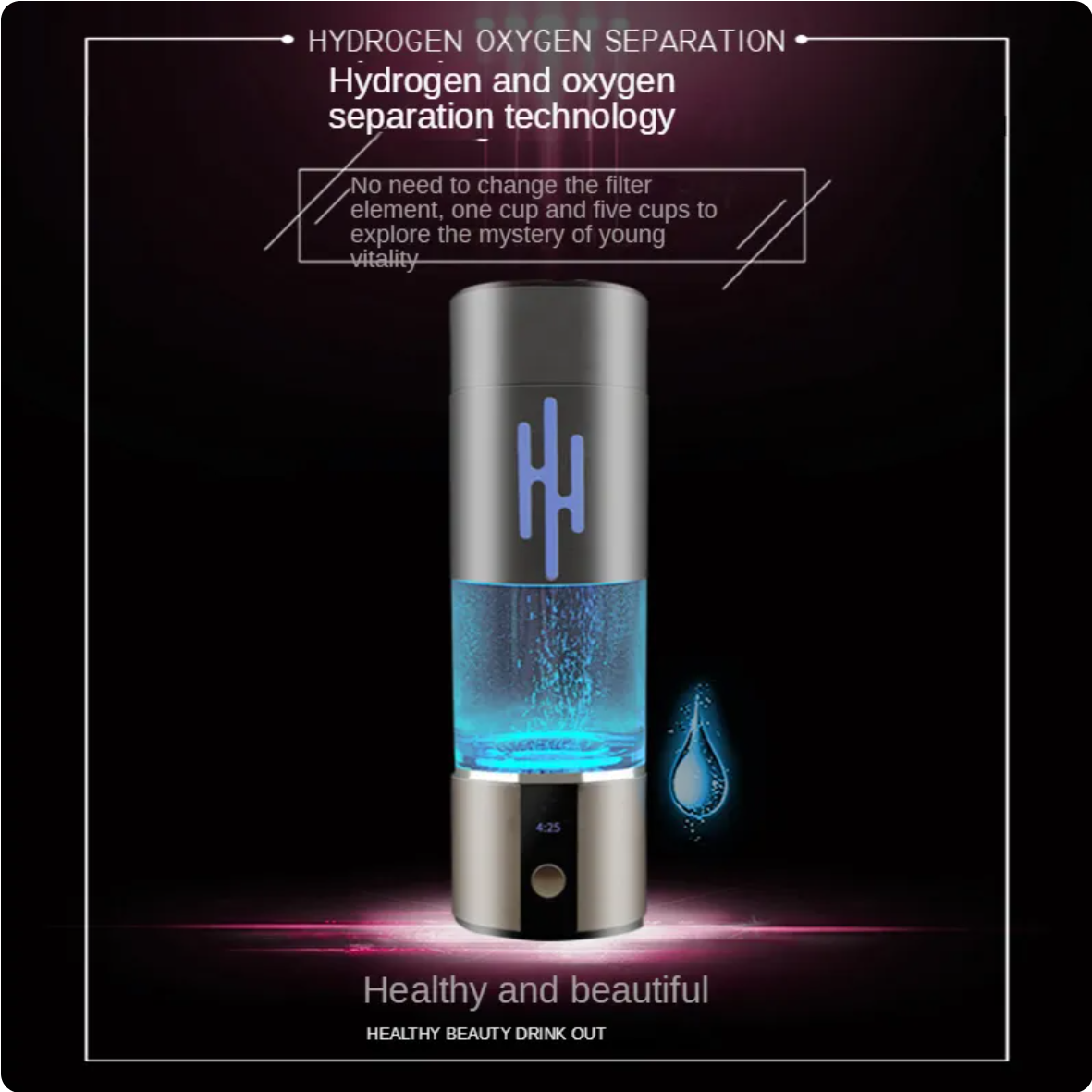 6000PPB h2 portable h2 rich hydrogen water bottle spe/pem rich hydrogen cup water generator